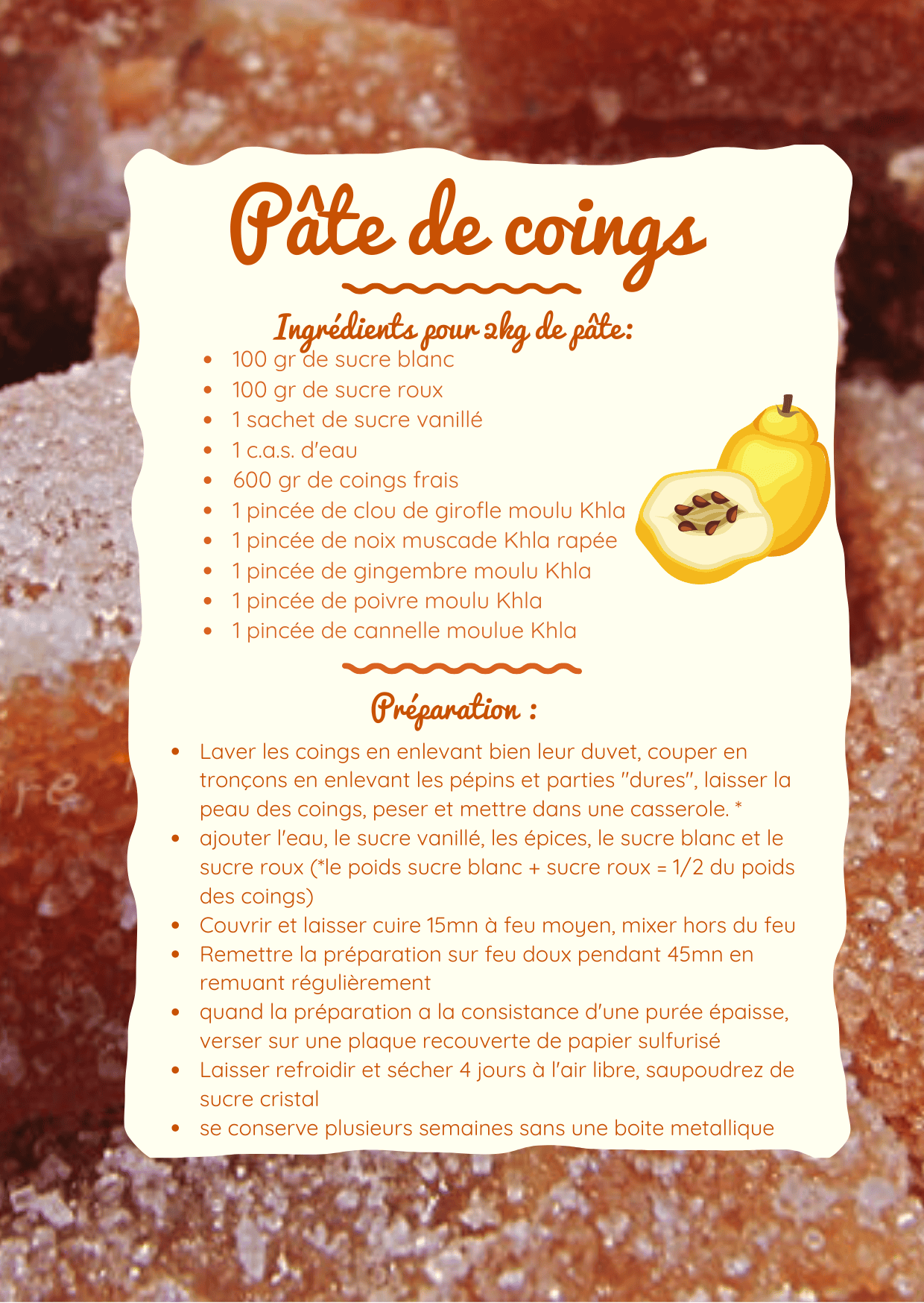 Recette pâte de coings